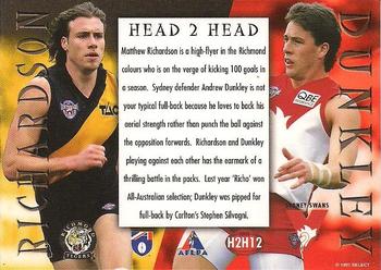 1997 Select AFL Ultimate Series - Head 2 Head #H2H12 Matthew Richardson / Andrew Dunkley Back